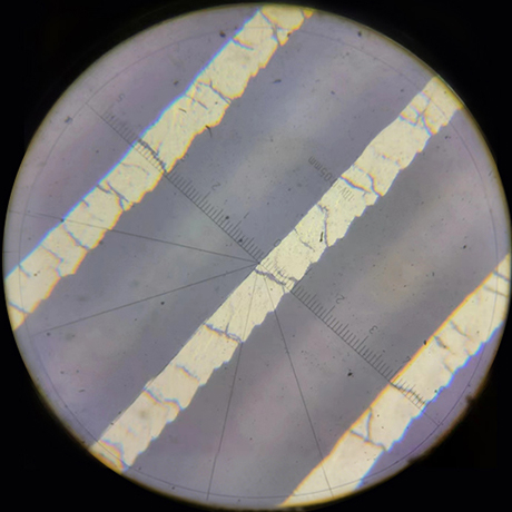 diagonal groove anilox cells 400x microscope image for high viscosity coating