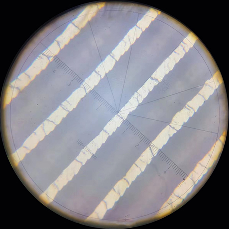 ceramic anilox roller diagonal grooves microscope view for flexo coating applications