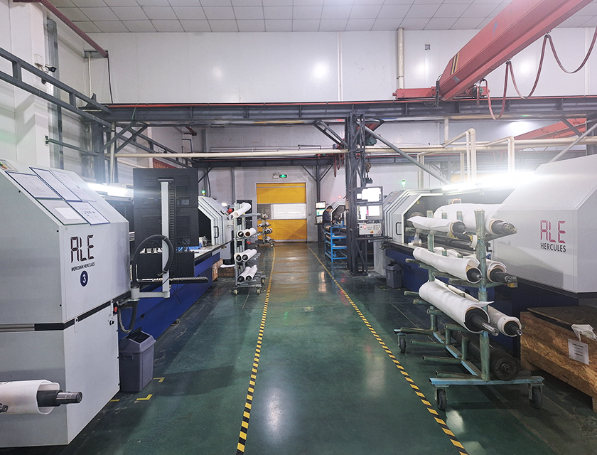 anilox roller production line view with ALE laser engraving machines for OEM manufacturing
